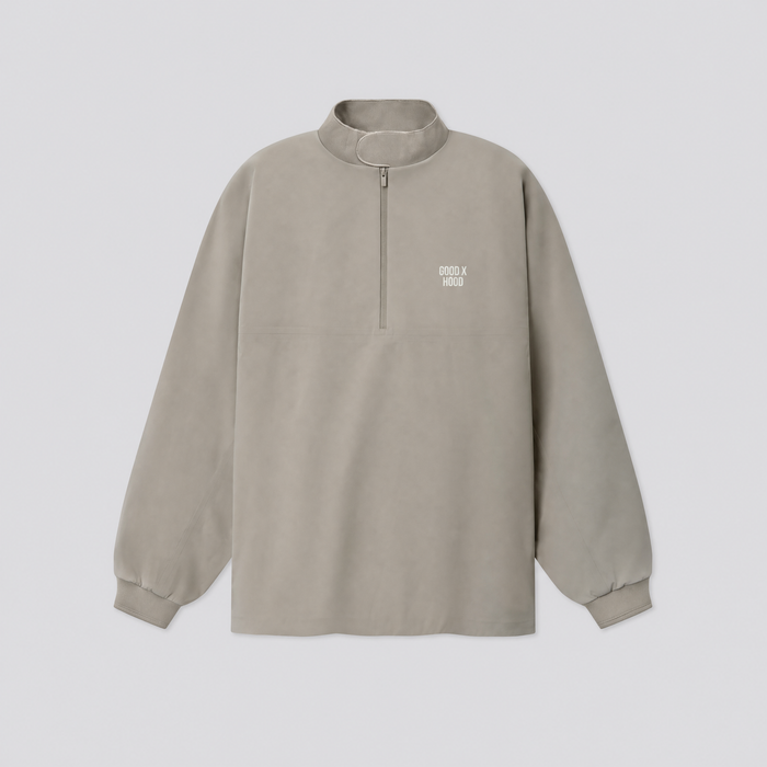 Veste de survêtement demi-zip taupe, vue de face