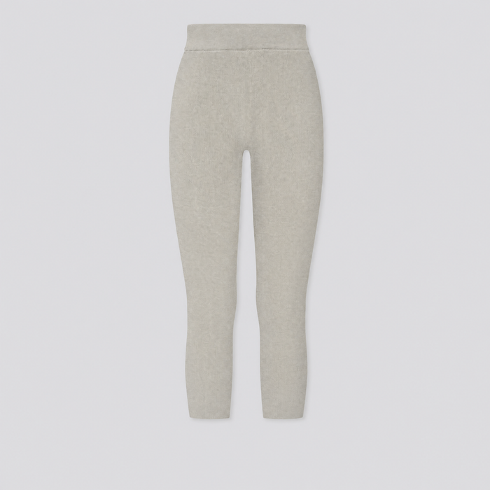 Legging corsaire en maille côtelée gris, vue de face