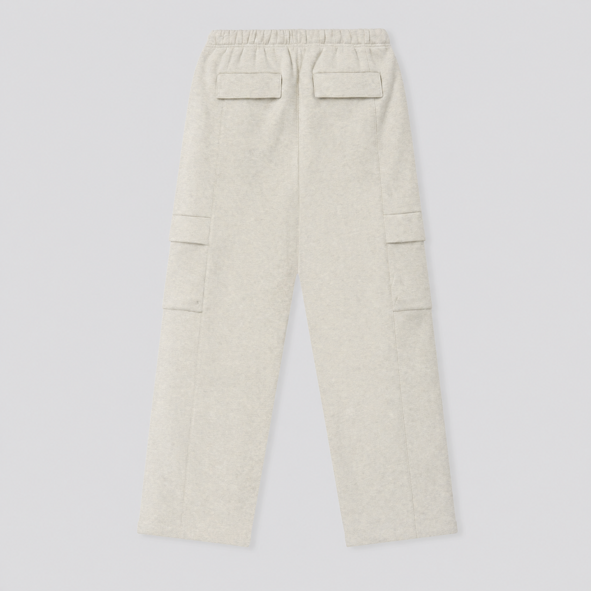 Pantalon cargo large en molleton vanille chiné, vue de dos